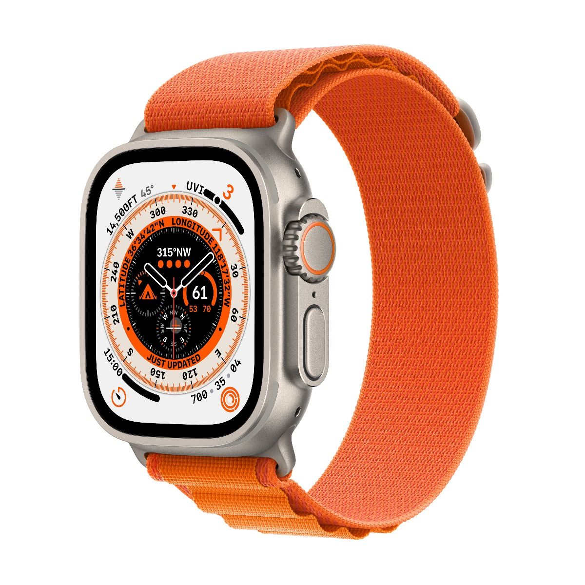 Apple Watch Ultra 49mm Titanium Case with Orange Alpine Loop - Medium - Image 4