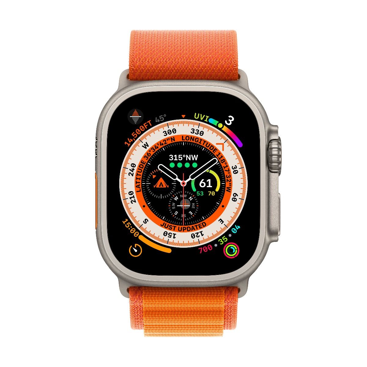 Apple Watch Ultra 49mm Titanium Case with Orange Alpine Loop - Medium - Image 5