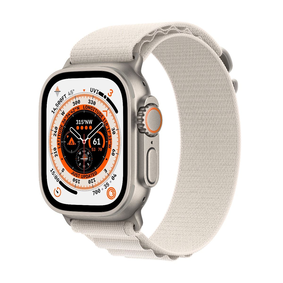 Apple Watch Ultra 49mm Titanium Case with Starlight Alpine Loop - Medium