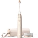 Popis produktu Philips Sonicare 9900 Prestige s technológiou SenseIQ je najvyspelejšia sonická elektrická zubná kefka. Inovatívna a jedinečná technológia vníma váš štýl čistenia, prispôsobuje sa a stará sa o vaše zuby a ďasná vďaka sonickej technológii a niekoľkými senzorom. Umelá inteligencia a prepojenie s mobilnou aplikáciou vám ponúku individuálne odporúčania nazlepšenie návykov v čistení zubov a automaticky vyberú najlepší režim čistenia, ktorý vám bude vyhovovať na základe zozbieraných dát. Inteligentné senzory rozpoznajú keď na zuby príliš tlačíte, alebo ich nešetrne čistíte a ihneď vás upozornia. Hlavica kefky Prestige vyčistí vaše zuby bez kompromisov –odstránite až 20-krát viac zubného plaku,* zbavíte zuby 100 % pigmentových škvŕn a vaše ďasná budú 15× zdravšie. Doprajte si profesionálne čistenie s kefkou Prestige. Nie je to len kefka – Philips Sonicare Prestige zabezpečuje kompletnú starostlivosť o zuby a ďasná v tom najštýlovejším elegantnom vyhotovení. Technológia SenseIQ Spoznajte prvú kefku Philips Sonicare s technológiou SenseIQ. Pri čistení kefka Philips Sonicare Prestige s technológiou SenseIQ sníma silu tlaku, rozsah pohybu pri čistení a ďalšie parametre. Dáta a podnety na zlepšenie čistenia kefka zbiera až 100× za sekundu. Okamžite vyhodnotí získané dáta a upraví intenzitu čistenia. V prípade, že na zuby príliš tlačíte,okamžite zakročí. Doprajte si ľahkú a profesionálnu starostlivosť s čoraz lepším čistením zubov v priebehu času. Vďaka technológii SenseIQ sa môžete spoľahnúť na správnu techniku čistenia zubov presne podľa vašich potrieb a dosiahnutie jedinečného personalizovaného zážitku z čistenia s kefkou Philips Sonicare Prestige. Technológia Philips Sonicare Odstráňte nežiaduci zubný plak so sonickou technológiou. Sonický pohyb vytvára dynamickú vlnu, ktorá útočí na povlak a vháňa ju do medzizubných priestorov a pozdĺž línie ďasien. Súčasné čistenia so sonickou technológiou vykonáva až 62 000 jemných, avšak účinných, plynulých dynamických pohybov vlákien kefkovej hlavice.Šetrná sonická technológia je vhodná na použitie so strojčekom, výplňami, korunkami a fazetami. Vďaka nej predchádzate tvorbe zubného kazu a zlepšuje sa zdravie ďasien. Dostanete sa aj na ťažko dostupné miesta. Vaše ústa spoznajú pocit výnimočnej sviežosti a čistoty. Sníma a prispôsobuje So senzormi na snímanie a prispôsobenie čistenia, vďaka umelej inteligencii s technológiou SenseIQ, kefka Prestige synchronizuje a upravuje vašu techniku čistenia zubov. Sama tak vyhodnotí a odporučí vám najlepší možný spôsob starostlivosti o zuby a ďasná. Senzor tlaku vás upozorní na prílišné tlačenie hlavice na zuby, aj na „drhnutie“ povrchu zubov pri čistení a prispôsobívám úroveň intenzity na mieru. Ďalší senzor polohy sleduje a kontroluje, či pri čistení vynechávate nejaké miesta. Senzory vykonávajú toto snímanie až 100-krát za sekundu a strážia aj dobu strávenú čistením. Najvyspelejšia hlavica Prestige Čistenie zubov bez kompromisov. Inovatívna a unikátna hlavica kefky Philips Sonicare A3 Prestige predstavuje revolúciu v starostlivosti o zuby a ďasná. Či už sa chcete zaoberať odstránením povlaku, každodenných pigmentácií, alebo šetrnou starostlivosťou o svoje ďasná, všetko za vás vyrieši jediná hlavica vďaka svojmu jedinečnému dizajnu a funkcii. Odstráni 20× viac plaku,* 15× zdravšie ďasná Najvyspelejšia hlavica Philips Sonicare A3 Prestige má šikmé vlákna, ktoré pomáhajú odstrániť až 20-krát viac plaku aj na ťažko dostupných miestach.* Konce vlákien na hlavici majú trojuholníkové zakončenie, ktoré slúži na odstránenie až o 100 % viac pigmentových škvŕn do dvoch dní** a vašim zubom dodá ešte svetlejší odtieň, ktorý rozžiari vás úsmev.Dlhšie vlákna na krajoch hlavice dôkladne čistia ďasná, ktoré budú až 15-krát zdravšie len za dva týždne.*** Spoznajte úplne nový pocit čistých zubov a zdravých ďasien. Tlakový senzor Vy si možno nevšimnete, keď pri čistení zubov vyvíjate príliš veľký tlak, alebo ste zuby na okamih začali čistiť nesprávnym spôsobom, ale kefka Prestige túto zmenu zaznamená ihneď. Ak vyvíjate príliš veľký tlak, svetelný krúžok na konci tela začne svietiť fialovou farbou a telo kefky sa rozvibruje. Tým vás jemne upozorní, že by ste mali tlak zmierniť. Stop drhnutiu Ak kefka zaznamená zmeny čistenia vedúce k nesprávnej technike čistenia, pri ktorom zuby „drhne“, svetelný krúžok sa zafarbí oranžovou farbou a telo na zmenu upozorní vibráciami (túto funkciu je však možné vypnúť v aplikácii). Kefka vám poskytne okamžitú spätnú väzbu počas čistenia, aby vám pomohla zlepšiť techniku. Inteligentná mobilná aplikácia Mobilná aplikácia Philips Sonicare je vybavená umelou inteligenciou, ktorá je prepojená so sonickou zubnou kefkou Philips Sonicare Prestige a vďaka tomu vám poskytne unikátny zážitok pri čistení. Využite benefity aplikácie naplno a používajte ju pri čistení v reálnom čase s individuálnymi pokynmi na základe zozbieraných dát z vášho spôsobu čistenia zubov. Aplikácia vásinformuje o tlaku, pohybe, pokrytí čistených zubov a ďasien, trvaní a frekvencii čistenia. Čistenie so spätnou väzbou Máte v ústach nejaké problematické miesta, na ktoré vás upozornil zubný lekár, alebo dentálna hygienička? Pomôžeme vám ich zvýrazniť na 3D mape vašich úst v aplikácii a pripomenieme vám, aby ste týmto oblastiam venovali viac pozornosti. Aplikácia Philips Sonicare vás upozorní, až dosiahnete dokonalé vyčistenie a poradí vám, ako si zuby čistiť lepšie a dôkladnejšie. Ak pričistení zubov vynecháte nejakú oblasť, funkcia TouchUp vám ukáže kam sa vrátiť, aby ste mali istotu, že zakaždým dosiahnete kompletne čistý chrup. Správy o čistení sa ukladajú do aplikácie a môžete si ich spätne prezrieť, vrátane správ o pokroku podľa dňa, týždňa, mesiaca a dokonca aj roka. Dáta v aplikácii sa automaticky aktualizujú, aj keďpočas čistenia nemáte mobilný telefón s aplikáciou pri sebe. Personalizované čistenie Telo kefky Prestige má iba jedno tlačidlo, ktorým kefku zapnete, či vypnete (pokiaľ sa nevypne automaticky po uplynutí dvoch minút čistenia). Nemusíte si lámať hlavu, ktorý režim je pre vás najvhodnejší, s ktorým odstránite najviac pigmentových škvŕn, zbavíte sa všetkého plaku, alebo zvolíte najšetrnejšiu starostlivosť o ďasná. Sonická kefka Prestige stechnológiou SenseIQ sníma každý váš pohyb a sama zvolí najvhodnejší režim na základe vašich potrieb. Režimy čistenia, ktorých je celkom 5, sa vám automaticky prispôsobujú bez manuálneho prepínania. Čistiace režimy Clean a DeepClean sa zameriavajú na odstraňovanie plaku, na pigmentáciu zubov je zvolený režim White+, zdravie ďasien vám pomôže zlepšiťGumHealth a o jemné čistenie sa postará režim Sensitive. Užitočné časovače Časovač Smartimer za vás stráži odporúčanú minimálnu dobu čistenia 2 minúty a upozorní vás, akonáhle táto doba ubehne. Časovač BrushPacer vám dá vedieť, či ste strávili správnu dobu čistenia v každej časti úst, rozdelenú na štyri kvadranty. Čistenie zubov je tak maximálne efektívne a správne načasované. Technológia BrushSync Hlavica kefky sa priebežne opotrebuje a jej účinnosť pri odstraňovaní plaku sa postupne znižuje. Vďaka inteligentnej technológii BrushSync na rozpoznávanie hlavice kefky nikdy nestratíte prehľad o tom, kedy je potrebné hlavicu vymeniť. Senzory v kefke sledujú, ako dlho a akým spôsobom ste si zuby čistili a upozornia vás, kedy nastávačas na výmenu. Životnosť hlavíc kefky môžete sledovať aj pomocou aplikácie Philips Sonicare. Pre najlepšie výsledky dbajte na výmenu hlavice, ideálne každé tri mesiace. Praktické nabíjanie Štýlové nabíjanie vám zabezpečí elegantná nabíjacia základňa v tvare puku, ktorá zaberie minimum miesta a ešte bude slúžiť ako moderný doplnok vašej kúpeľne. Jedno úplné nabitie vám zabezpečí až 2 týždne používania.**** Na nízky stav nabitia batérie vás upozorní rozsvietená kontrolka indikátora batérie na tele kefky. Štýlové uloženie a nabíjanie Ak sa kefka začne vybíjať počas ciest, použite ako nabíjačku štýlové kompaktné cestovné puzdro. Vložte kefku do puzdra s USB nabíjaním a pripojte k notebooku, alebo zapojte do zásuvky. Jednoduchý dizajn puzdra je vyrobený zo šetrnej vegánskej kože a kefke poskytne bezpečné uloženie.