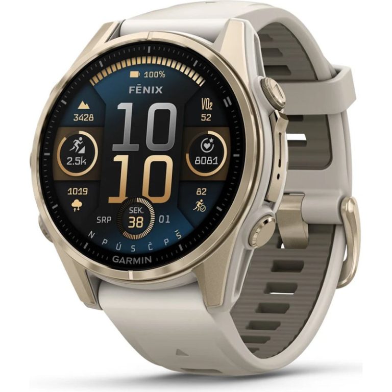 Garmin fenix 8 43mm AMOLED Sapphire Soft Gold with Fog Gray/Dark Sandstone Silicone Band