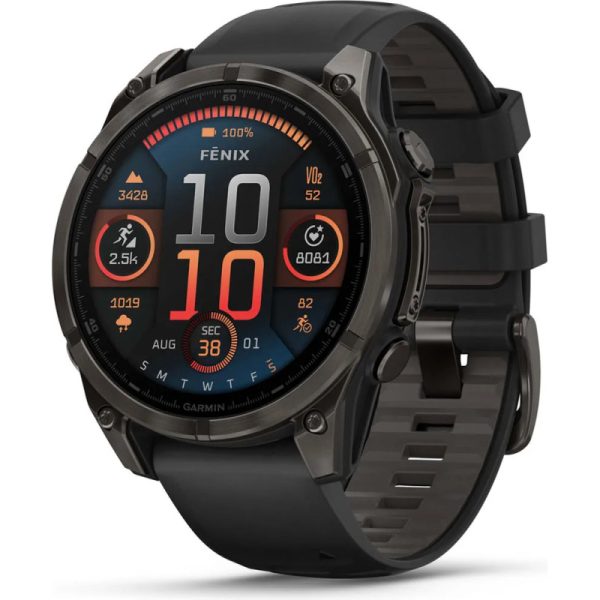 Garmin fenix 8 47mm AMOLED Sapphire Carbon Gray DLC Titanium with Black/Pebble Gray Silicone Band - Image 2